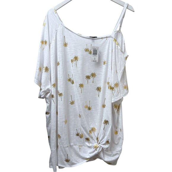 TORRID Cold Shoulder Tee Plus Size 5X White Gold Palms Callie Womens Top NWT - Picture 1 of 9